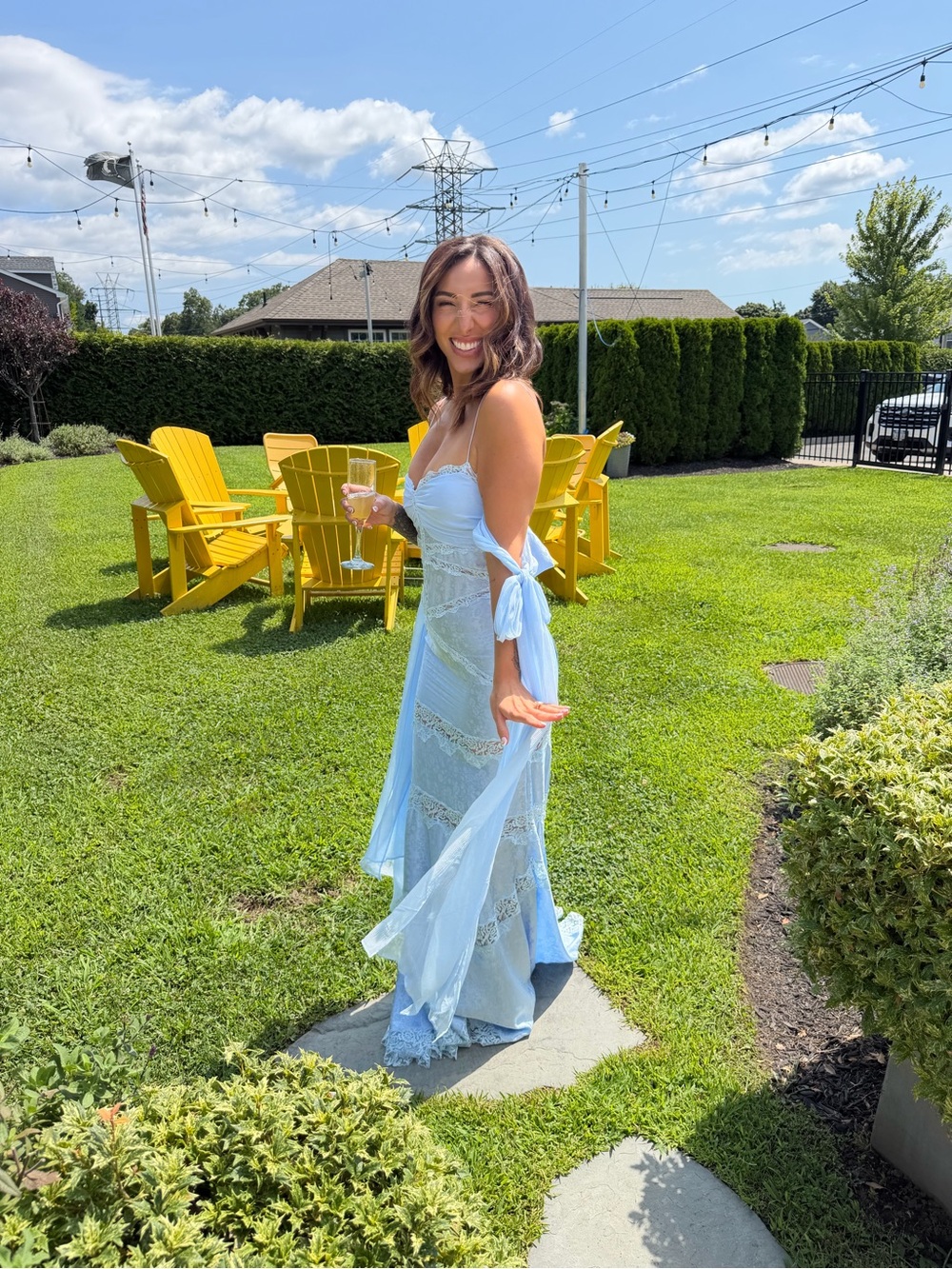 For Love & Lemons Light Blue Lace Maxi Dress - Picture 1 of 3